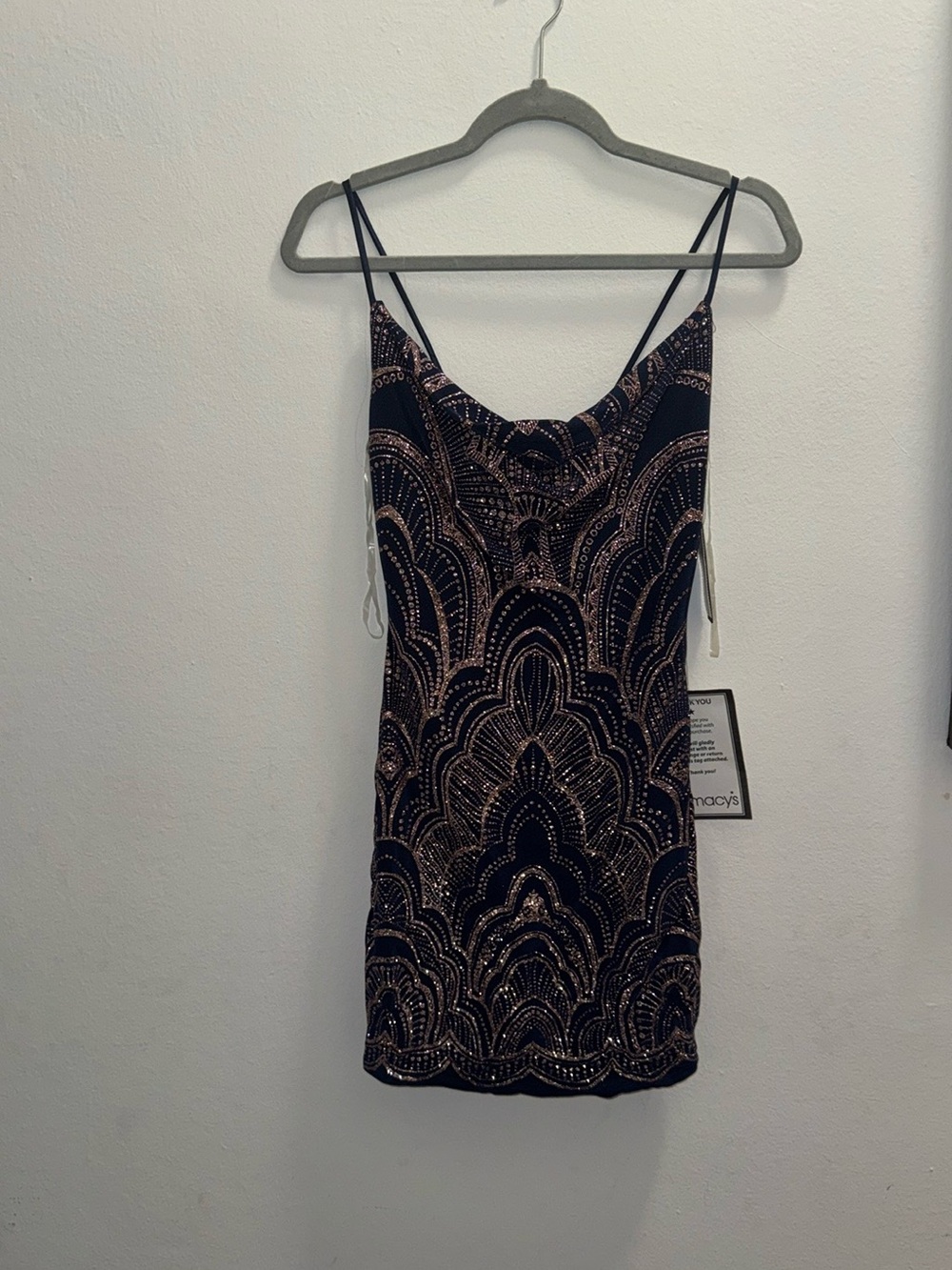 Macy's Black Sequin-Embellished Mini Dress